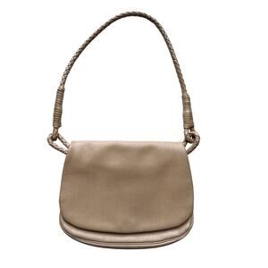 Vintage Ashneil Beige Pebbled Leather Medium Shoulder Bag